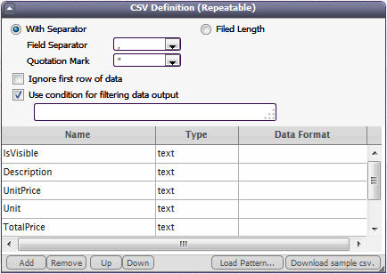 CSV Definition(Repeatable)