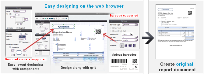 Easy designing on the web browser