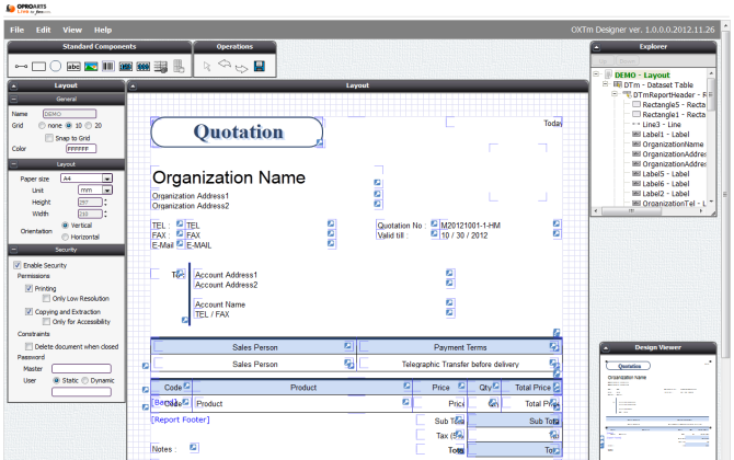 Design report template tool