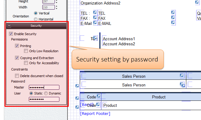 Security setting by password